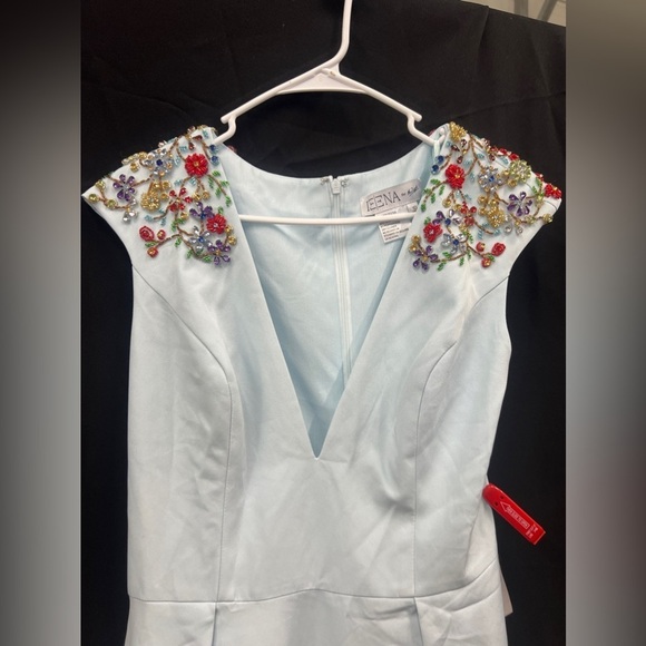 Mac Duggal 26540 NWT Powder Blue BEADED CAP SLEEVE V NECK A LINE GOWN - Picture 6 of 7